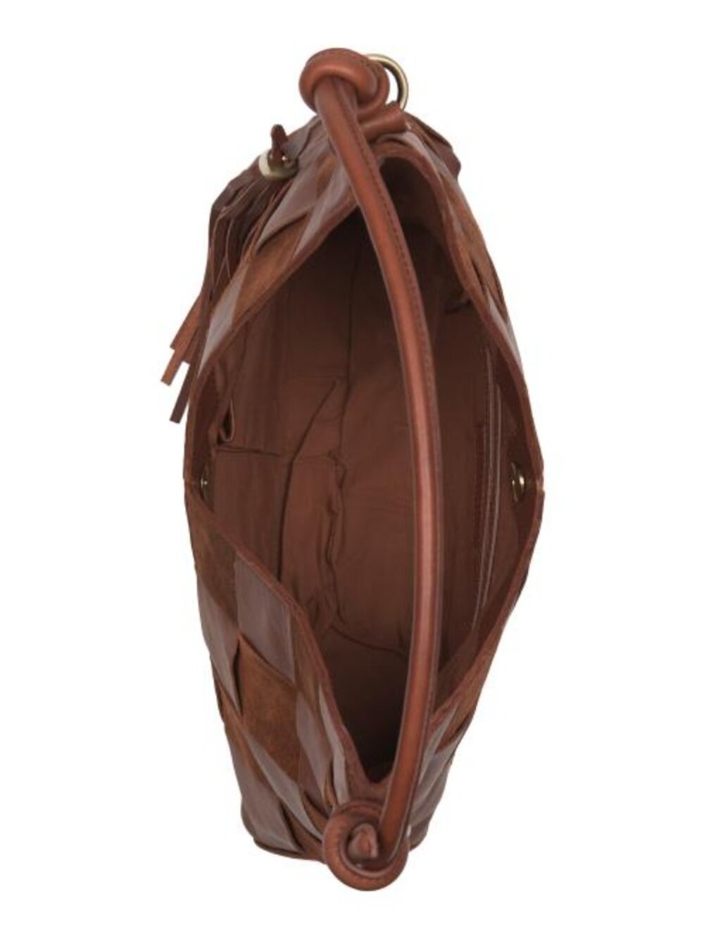 MARTA PONTI Leather Large Woven Mix Match Hobo With Tassel - Picture 2 of 5